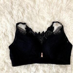 Lace Detail Black Bralette - Women Intimates